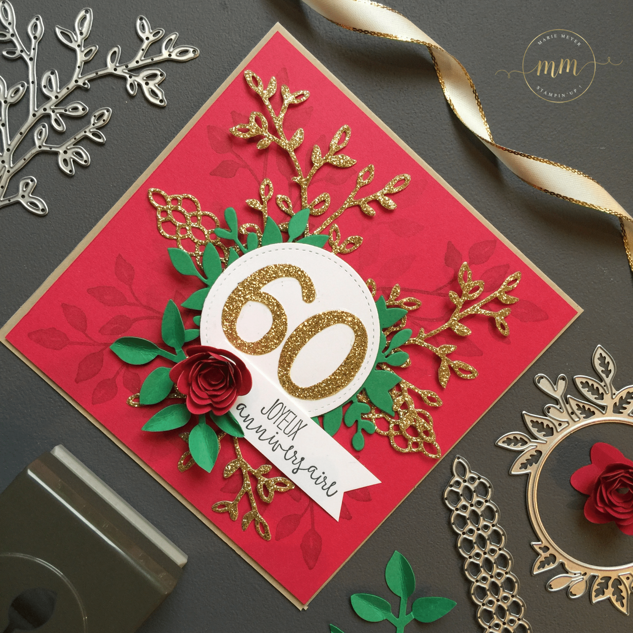 Ateliers Scrapbooking Fr Marie Meyer Demonstratrice Stampin Up France Carte D Anniversaire 60 Ans Palette De Petales
