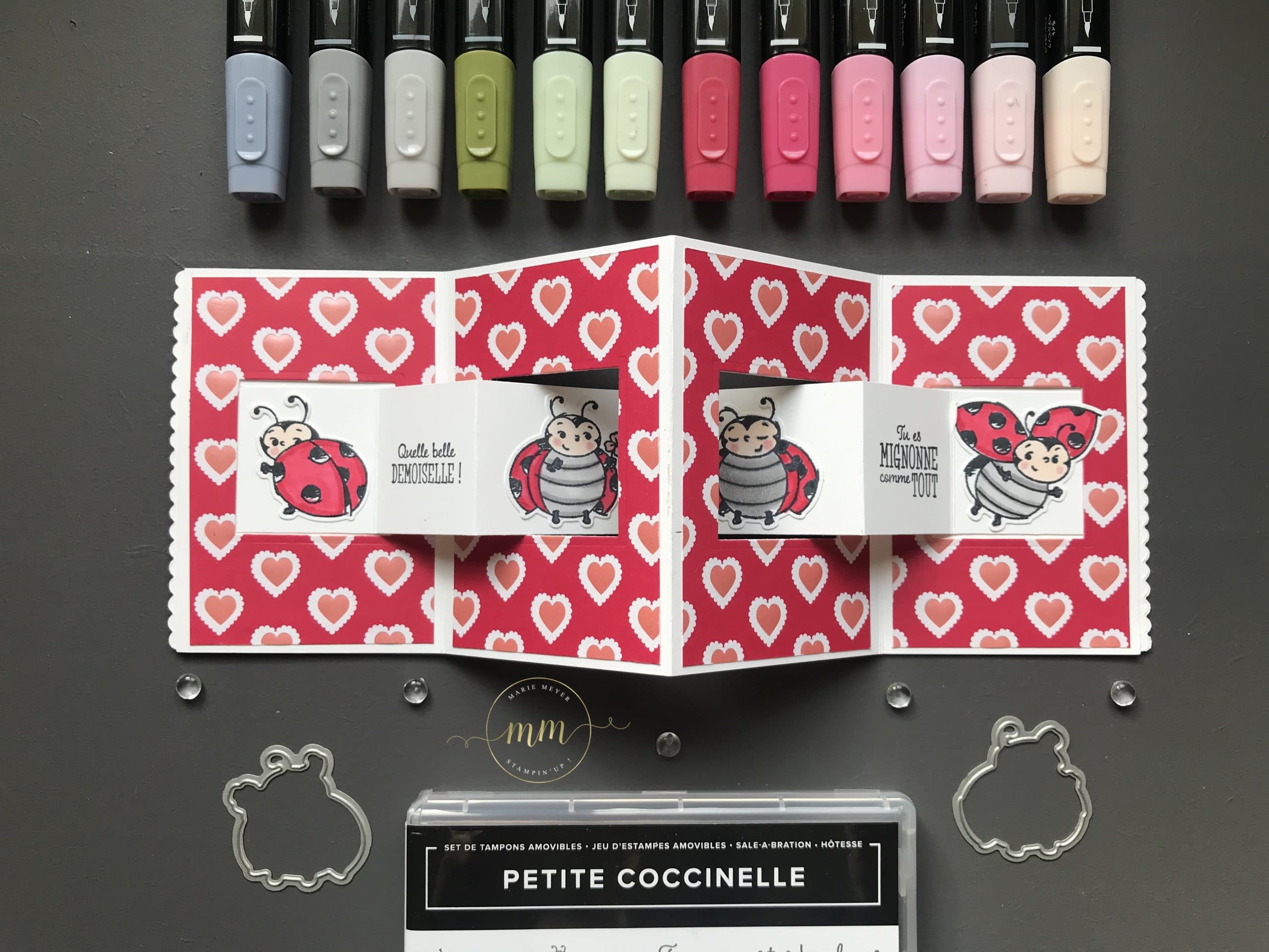 Ateliers Scrapbooking Fr Marie Meyer Demonstratrice Stampin Up France Carte De Felicitation De Naissance 4 Fenetres Petite Coccinelle