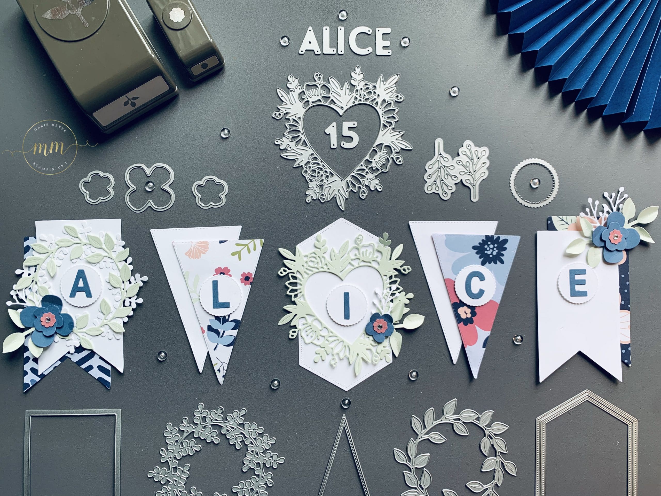 Ateliers Scrapbooking Fr Marie Meyer Demonstratrice Stampin Up France Banniere Anniversaire 15 Ans Fleurs En Papier